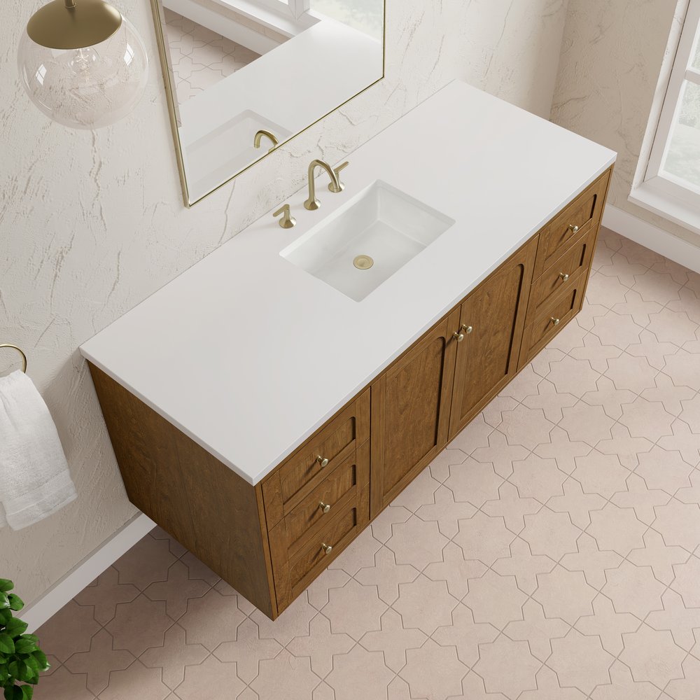James Martin - Laurent 60" Single Vanity, Honey Oak w/ 3 CM White Zeus Silestone Top - 545-V60S-HNO-3WZ view 17