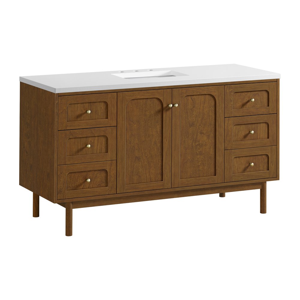 James Martin - Laurent 60" Single Vanity, Honey Oak w/ 3 CM White Zeus Silestone Top - 545-V60S-HNO-3WZ view 22