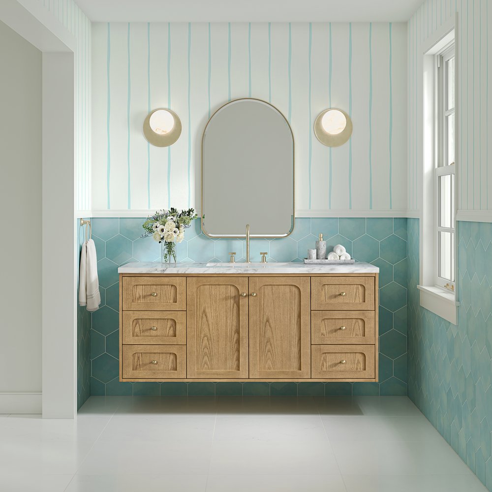 James Martin - Laurent 60" Single Vanity, Light Natural Oak, w/ 3 CM Carrara Marble Top - 545-V60S-LNO-3CAR view 5