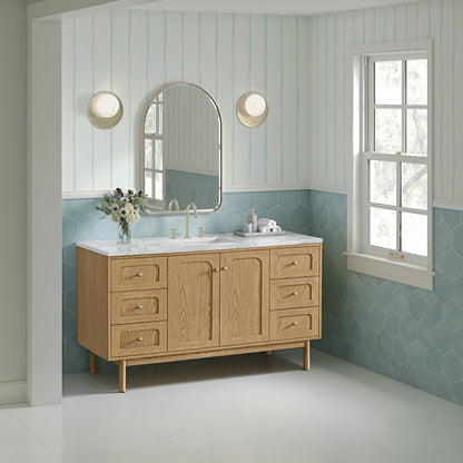 James Martin - Laurent 60" Single Vanity, Light Natural Oak, w/ 3 CM Carrara Marble Top - 545-V60S-LNO-3CAR view 6