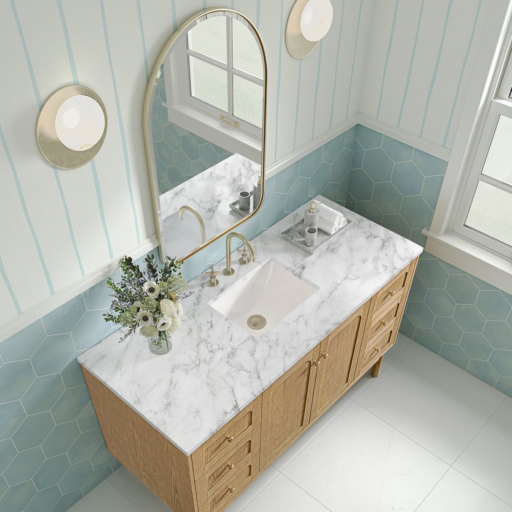 James Martin - Laurent 60" Single Vanity, Light Natural Oak, w/ 3 CM Carrara Marble Top - 545-V60S-LNO-3CAR view 11