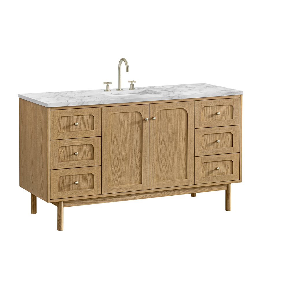 James Martin - Laurent 60" Single Vanity, Light Natural Oak, w/ 3 CM Carrara Marble Top - 545-V60S-LNO-3CAR view 16