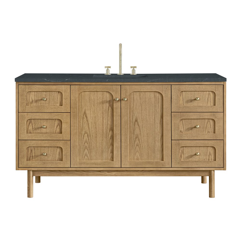 James Martin - Laurent 60" Single Vanity, Light Natural Oak, w/ 3 CM Charcoal Soapstone Quartz Top - 545-V60S-LNO-3CSP view 1