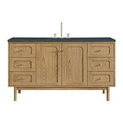 James Martin - Laurent 60" Single Vanity, Light Natural Oak, w/ 3 CM Charcoal Soapstone Quartz Top - 545-V60S-LNO-3CSP view 1