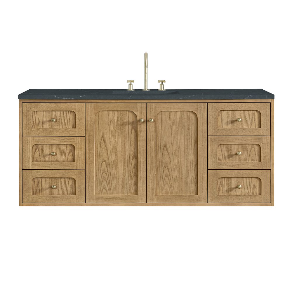 James Martin - Laurent 60" Single Vanity, Light Natural Oak, w/ 3 CM Charcoal Soapstone Quartz Top - 545-V60S-LNO-3CSP view 2