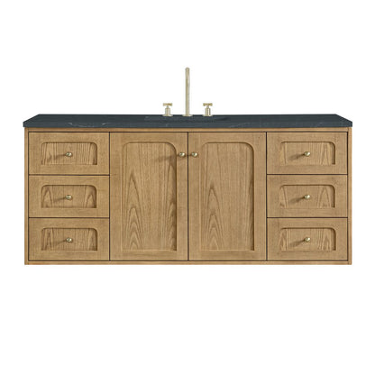 James Martin - Laurent 60" Single Vanity, Light Natural Oak, w/ 3 CM Charcoal Soapstone Quartz Top - 545-V60S-LNO-3CSP view 2