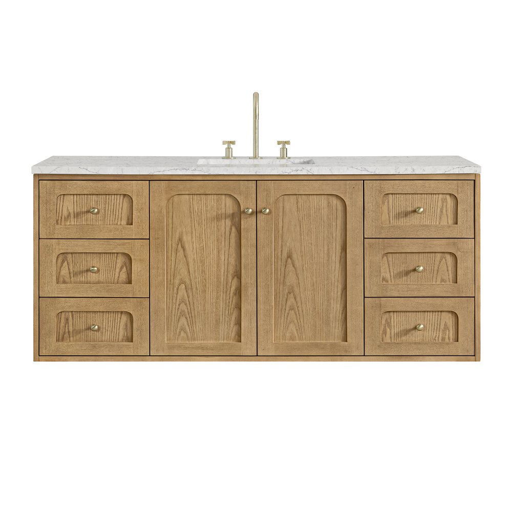 James Martin - Laurent 60" Single Vanity, Light Natural Oak, w/ 3 CM Eternal Jasmine Pearl Quartz Top - 545-V60S-LNO-3EJP view 2