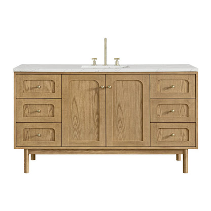 James Martin - Laurent 60" Single Vanity, Light Natural Oak, w/ 3 CM Ethereal Noctis Quartz Top - 545-V60S-LNO-3ENC view 1
