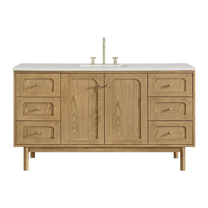 James Martin - Laurent 60" Single Vanity, Light Natural Oak, w/ 3 CM Lime Delight Quartz Top - 545-V60S-LNO-3LDL view 1