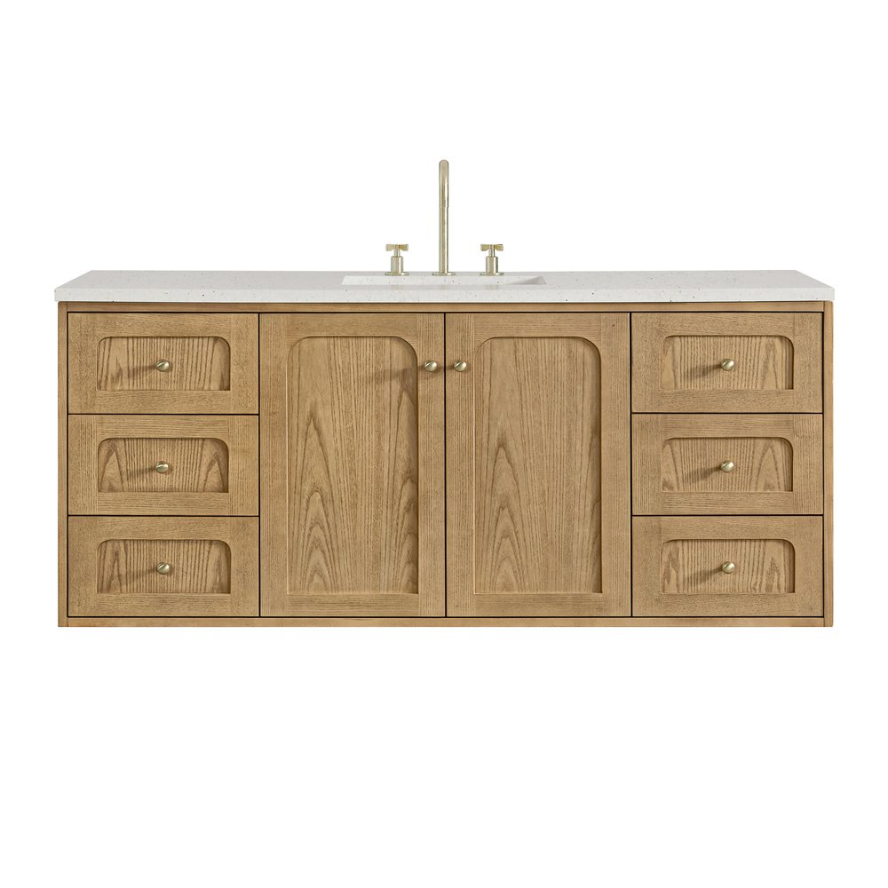 James Martin - Laurent 60" Single Vanity, Light Natural Oak, w/ 3 CM Lime Delight Quartz Top - 545-V60S-LNO-3LDL view 2