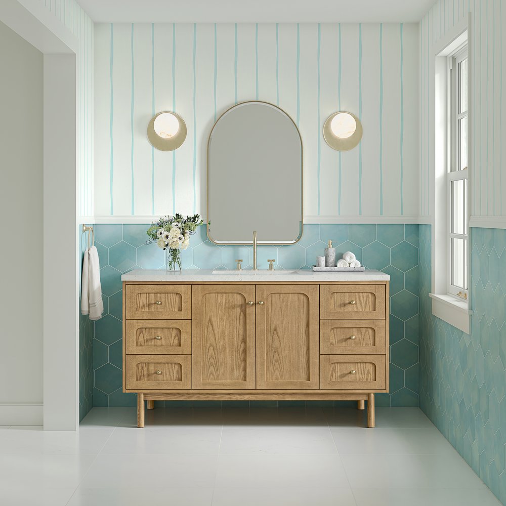 James Martin - Laurent 60" Single Vanity, Light Natural Oak, w/ 3 CM Lime Delight Quartz Top - 545-V60S-LNO-3LDL view 4