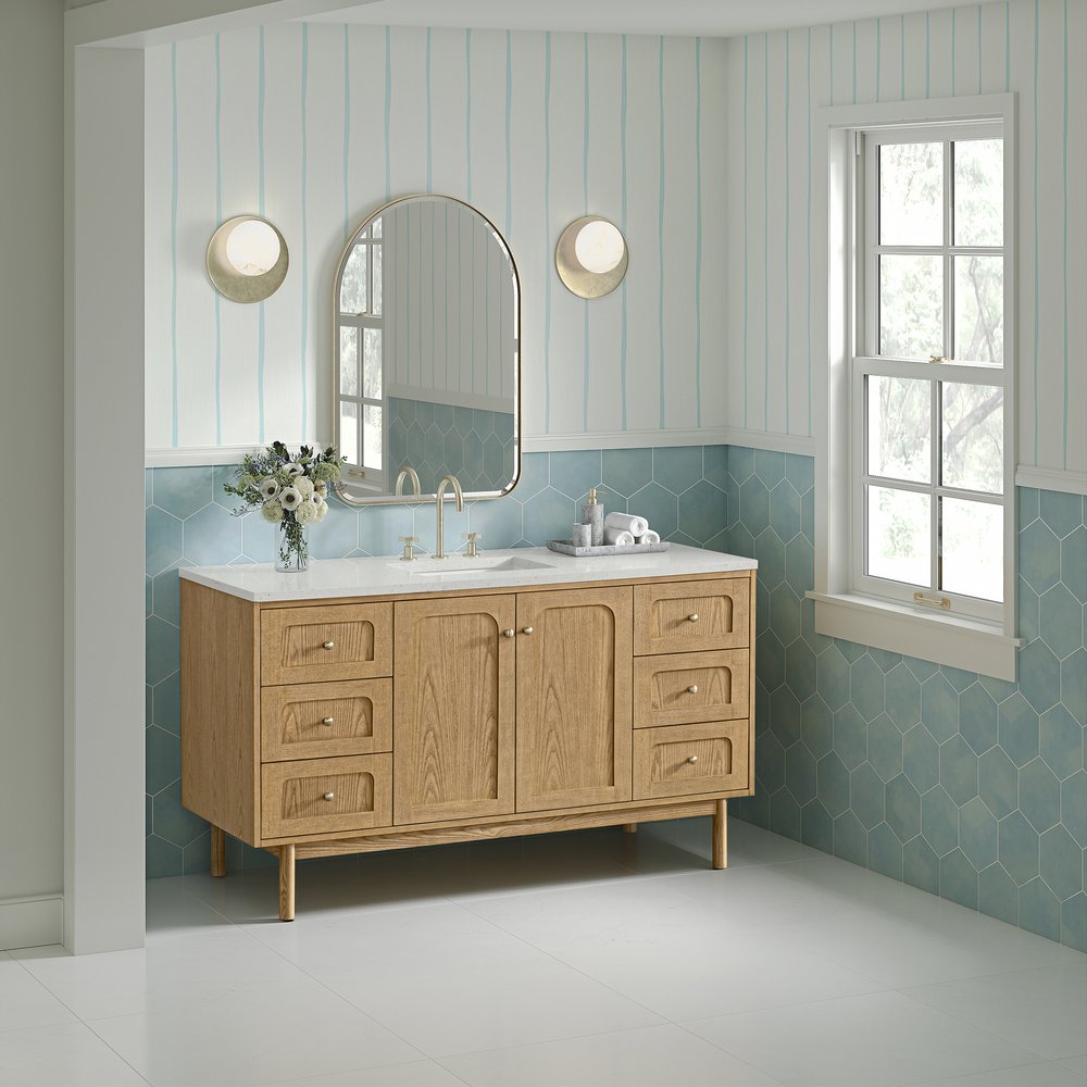James Martin - Laurent 60" Single Vanity, Light Natural Oak, w/ 3 CM Lime Delight Quartz Top - 545-V60S-LNO-3LDL view 6