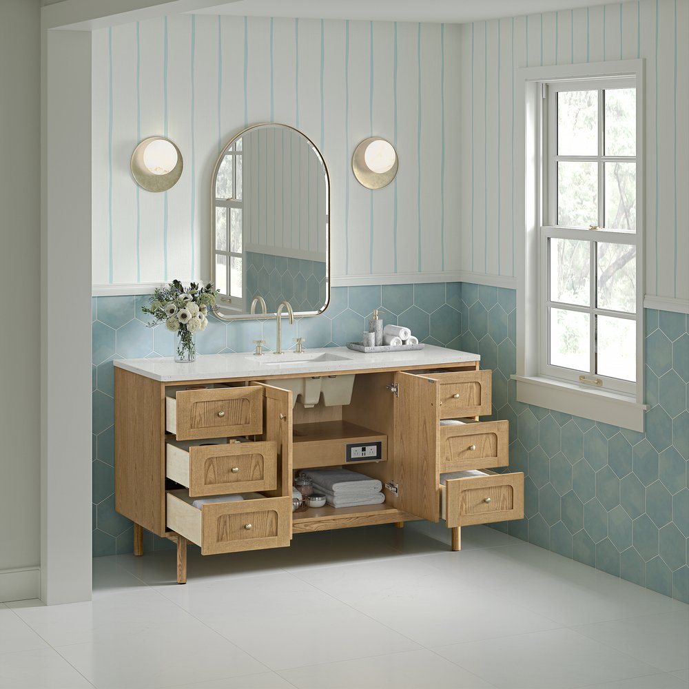 James Martin - Laurent 60" Single Vanity, Light Natural Oak, w/ 3 CM Lime Delight Quartz Top - 545-V60S-LNO-3LDL view 8