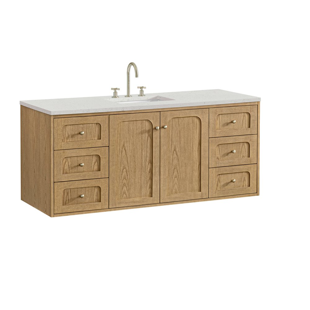 James Martin - Laurent 60" Single Vanity, Light Natural Oak, w/ 3 CM Lime Delight Quartz Top - 545-V60S-LNO-3LDL view 17