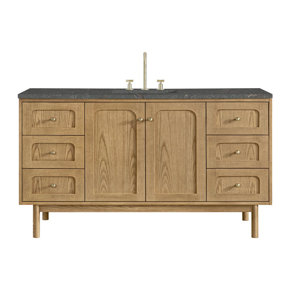 James Martin - Laurent 60" Single Vanity, Light Natural Oak, w/ 3 CM Parisien Bleu Quartz Top - 545-V60S-LNO-3PBL view 1