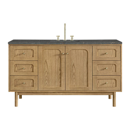 James Martin - Laurent 60" Single Vanity, Light Natural Oak, w/ 3 CM Parisien Bleu Quartz Top - 545-V60S-LNO-3PBL view 1