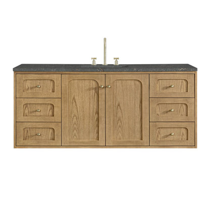 James Martin - Laurent 60" Single Vanity, Light Natural Oak, w/ 3 CM Parisien Bleu Quartz Top - 545-V60S-LNO-3PBL view 2