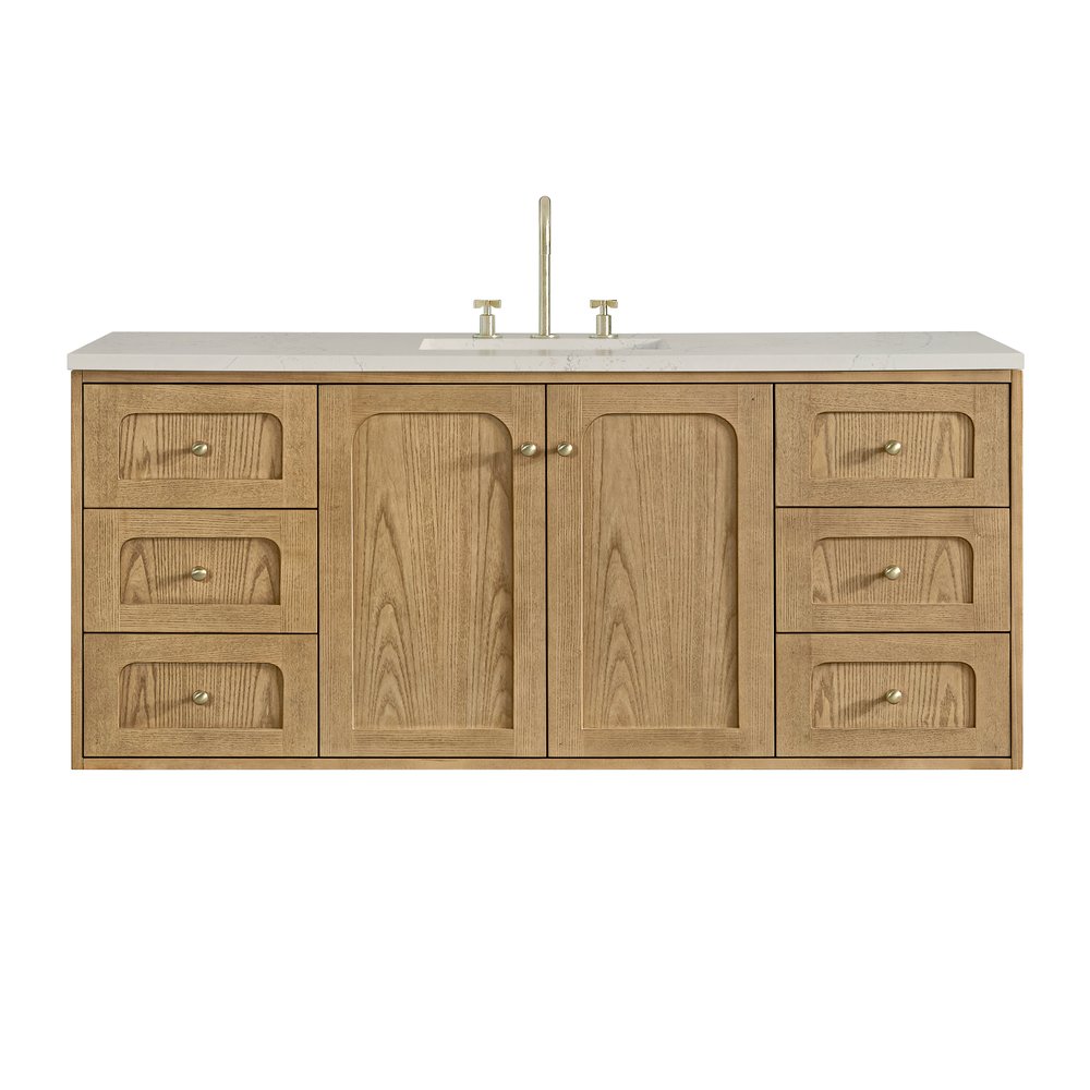 James Martin - Laurent 60" Single Vanity, Light Natural Oak, w/ 3 CM Siberian Silestone Top - 545-V60S-LNO-3SFR view 2