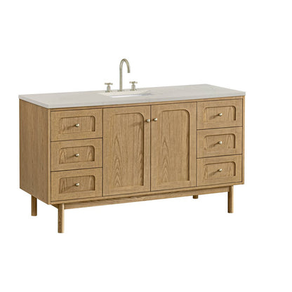 James Martin - Laurent 60" Single Vanity, Light Natural Oak, w/ 3 CM Siberian Silestone Top - 545-V60S-LNO-3SFR view 16