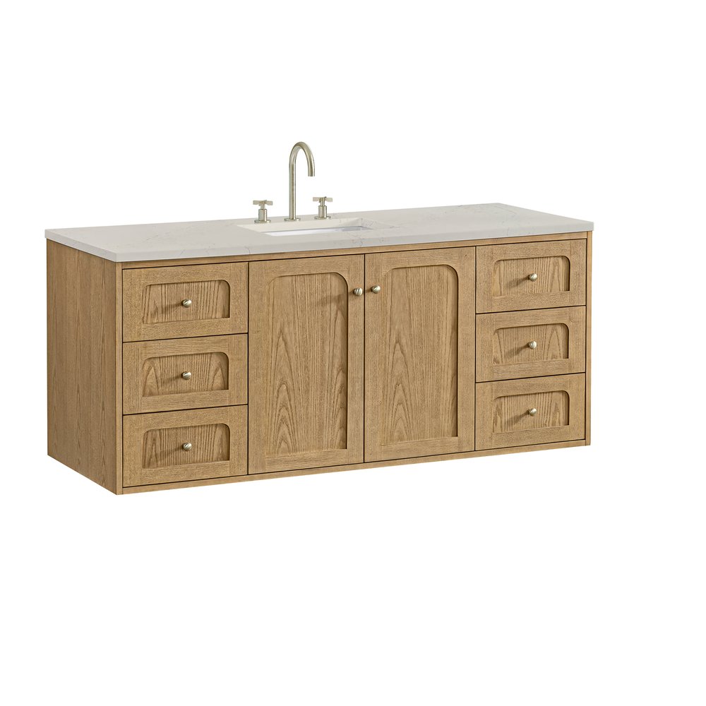 James Martin - Laurent 60" Single Vanity, Light Natural Oak, w/ 3 CM Siberian Silestone Top - 545-V60S-LNO-3SFR view 17