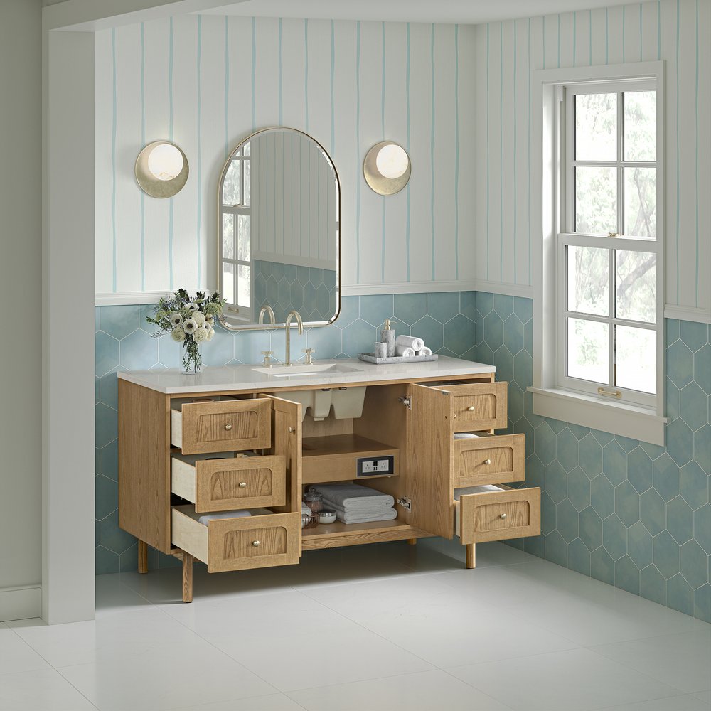 James Martin - Laurent 60" Single Vanity, Light Natural Oak, w/ 3 CM Siberian Silestone Top w/FreePower Wireless Charger - 545-V60S-LNO-FSFR view 8