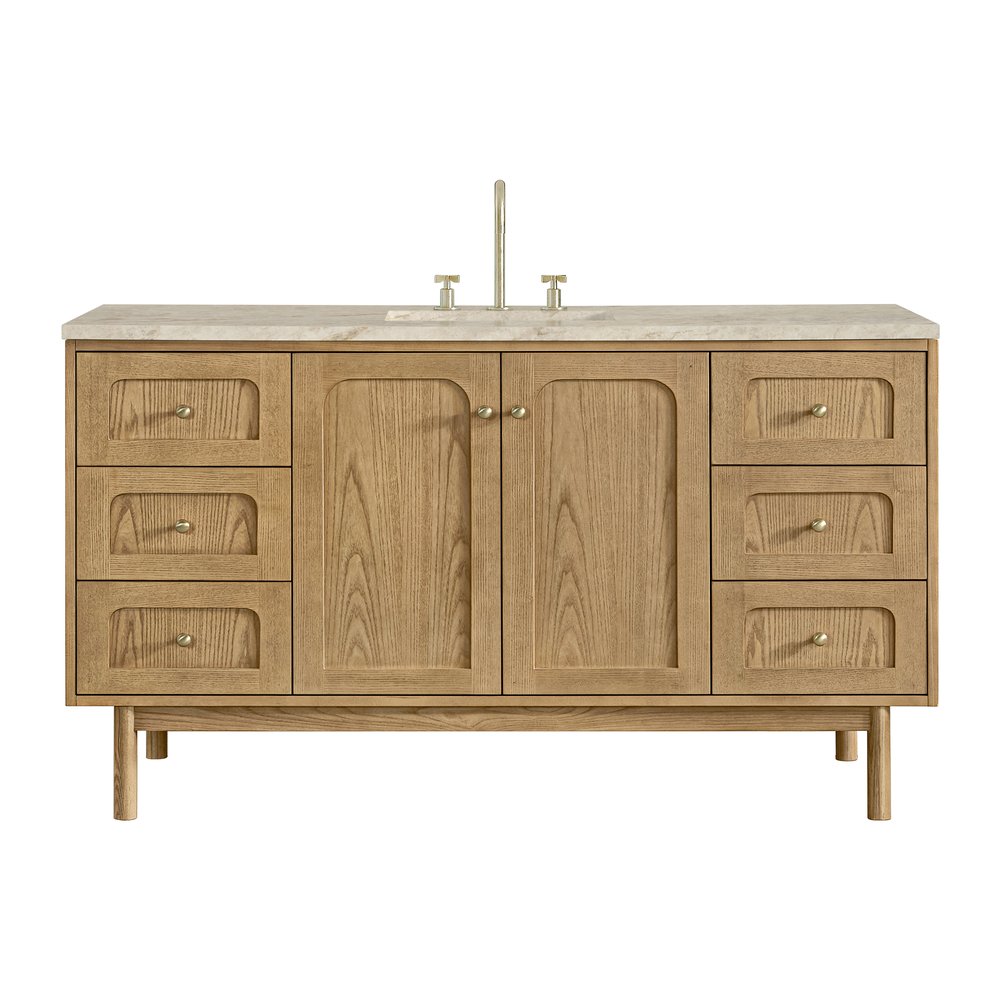 James Martin - Laurent 60" Single Vanity, Light Natural Oak, w/ 3 CM Tajnar Eclos Top - 545-V60S-LNO-3TJR view 1