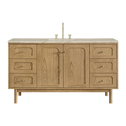 James Martin - Laurent 60" Single Vanity, Light Natural Oak, w/ 3 CM Tajnar Eclos Top - 545-V60S-LNO-3TJR view 1