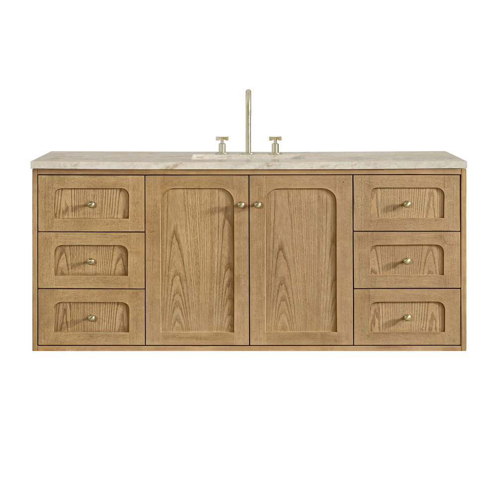 James Martin - Laurent 60" Single Vanity, Light Natural Oak, w/ 3 CM Tajnar Eclos Top - 545-V60S-LNO-3TJR view 2