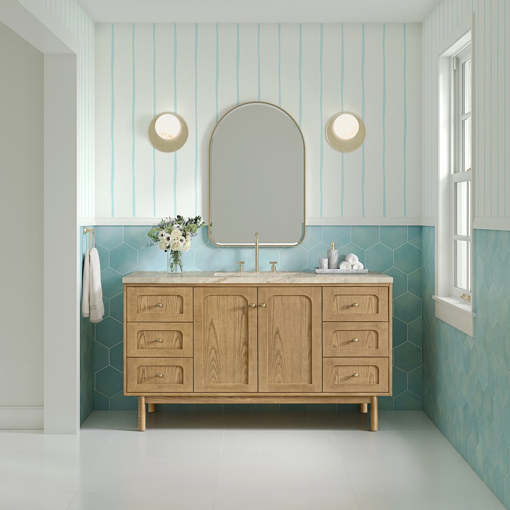 James Martin - Laurent 60" Single Vanity, Light Natural Oak, w/ 3 CM Tajnar Eclos Top - 545-V60S-LNO-3TJR view 4