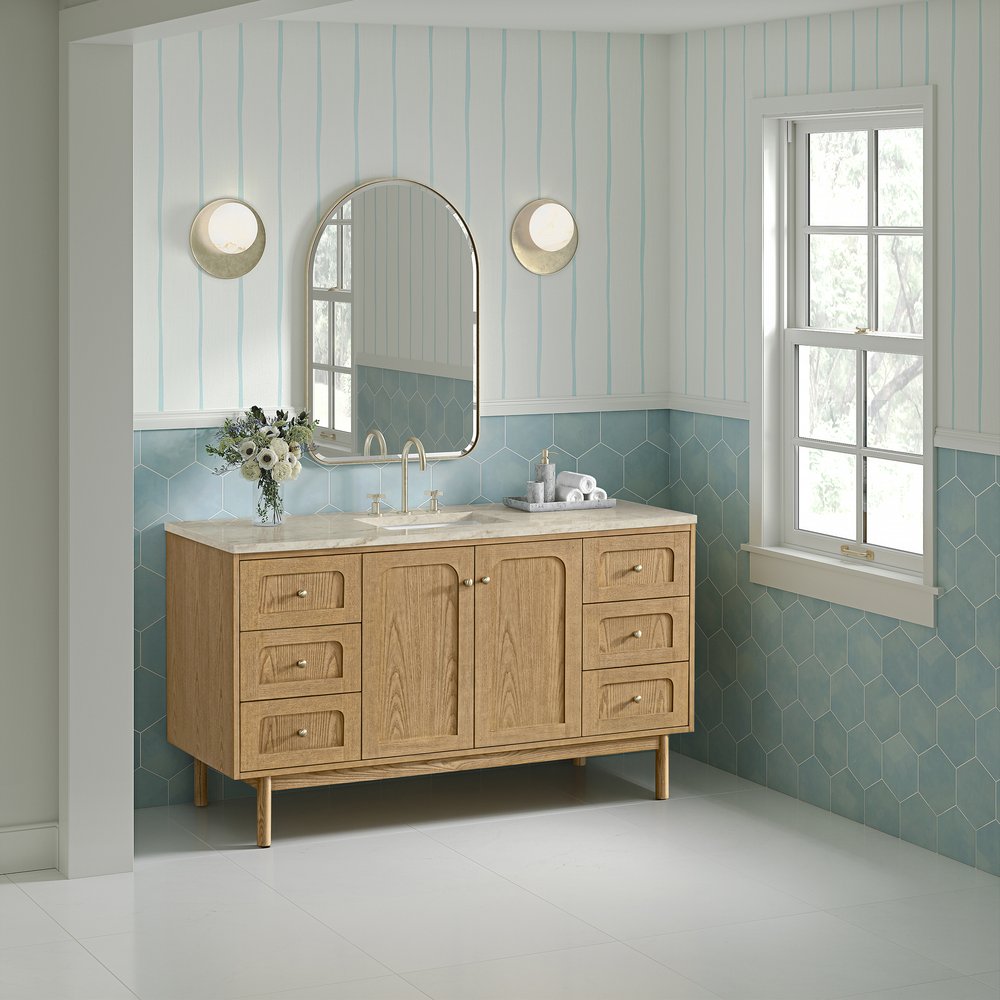 James Martin - Laurent 60" Single Vanity, Light Natural Oak, w/ 3 CM Tajnar Eclos Top - 545-V60S-LNO-3TJR view 6