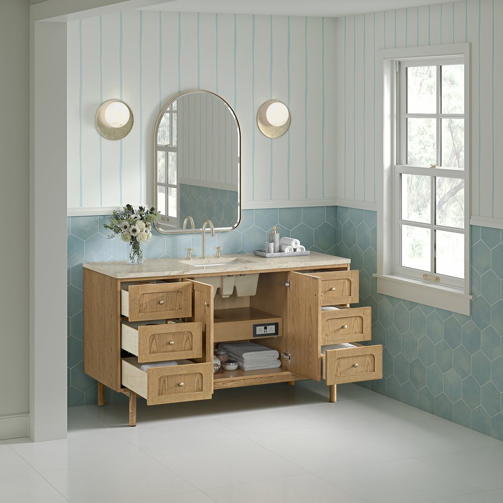 James Martin - Laurent 60" Single Vanity, Light Natural Oak, w/ 3 CM Tajnar Eclos Top - 545-V60S-LNO-3TJR view 8