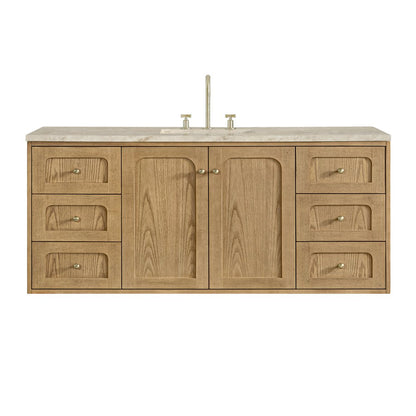 James Martin - Laurent 60" Single Vanity, Light Natural Oak, w/ 3 CM Tajnar Eclos Top w/FreePower Wireless Charger - 545-V60S-LNO-FTJR view 2