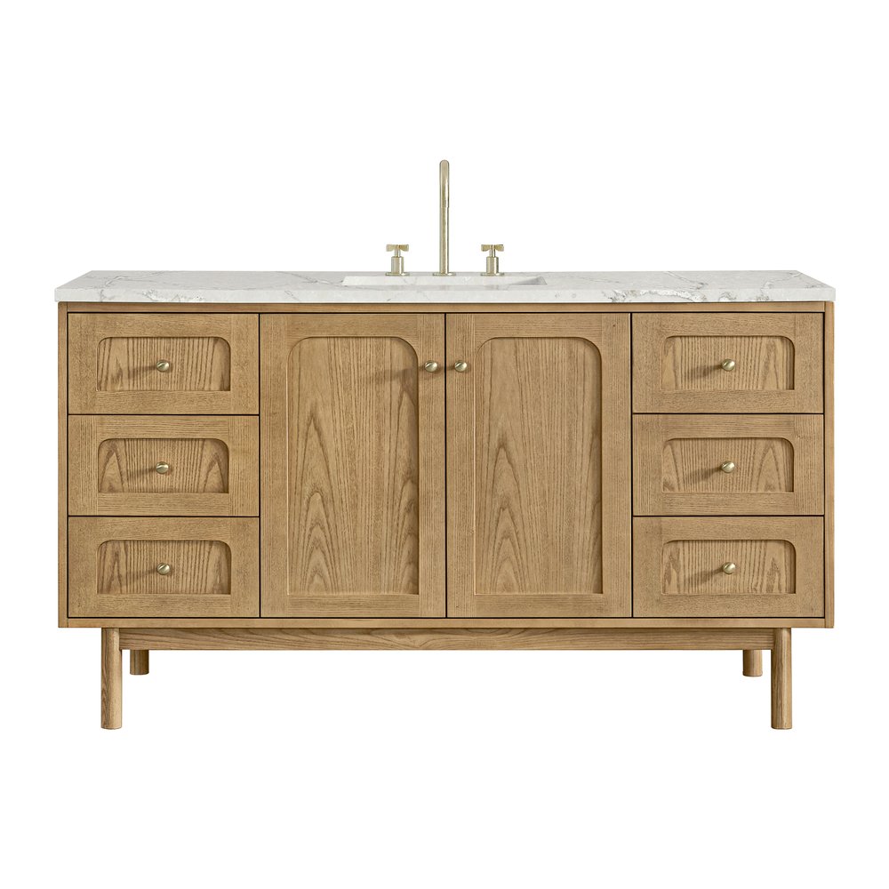 James Martin - Laurent 60" Single Vanity, Light Natural Oak, w/ 3 CM Victorian Silver Quartz Top - 545-V60S-LNO-3VSL view 1