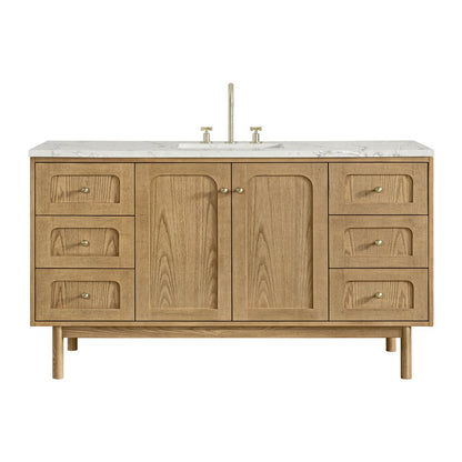 James Martin - Laurent 60" Single Vanity, Light Natural Oak, w/ 3 CM Victorian Silver Quartz Top - 545-V60S-LNO-3VSL view 1
