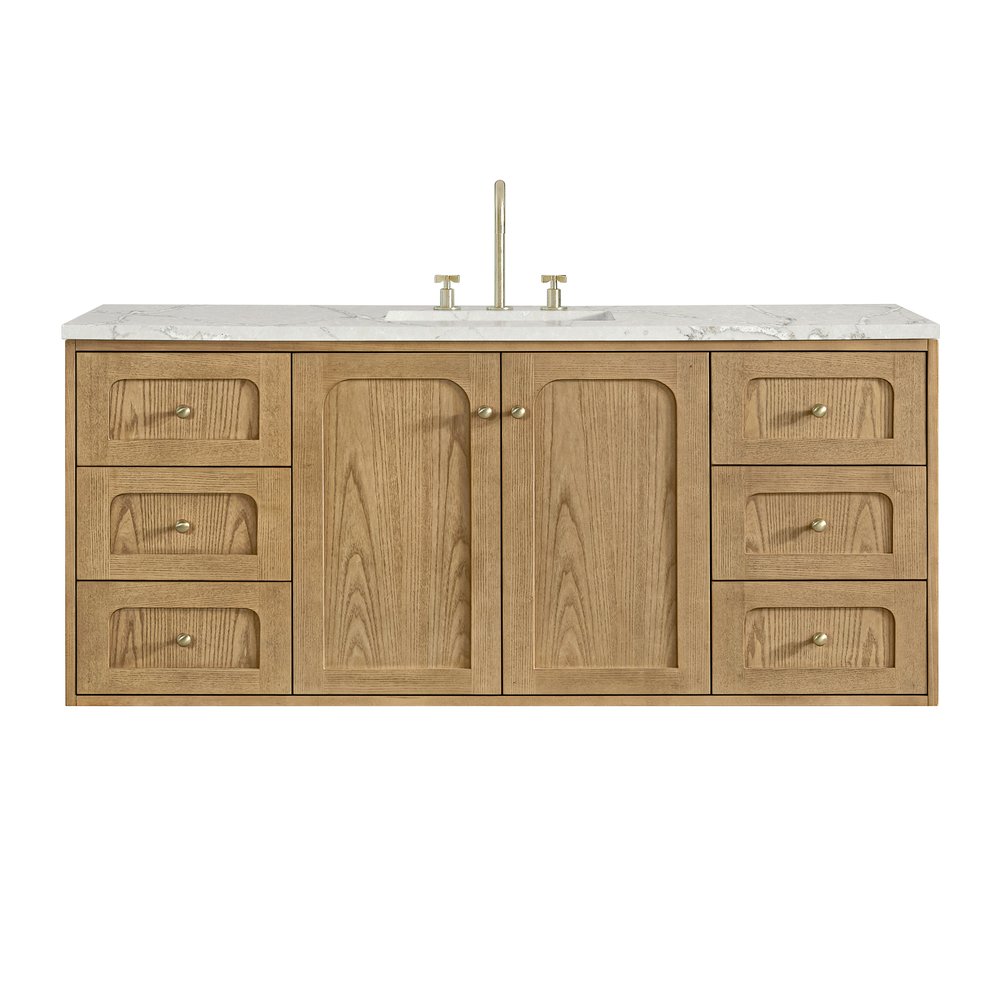 James Martin - Laurent 60" Single Vanity, Light Natural Oak, w/ 3 CM Victorian Silver Quartz Top - 545-V60S-LNO-3VSL view 2