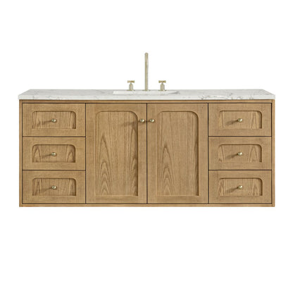 James Martin - Laurent 60" Single Vanity, Light Natural Oak, w/ 3 CM Victorian Silver Quartz Top - 545-V60S-LNO-3VSL view 2