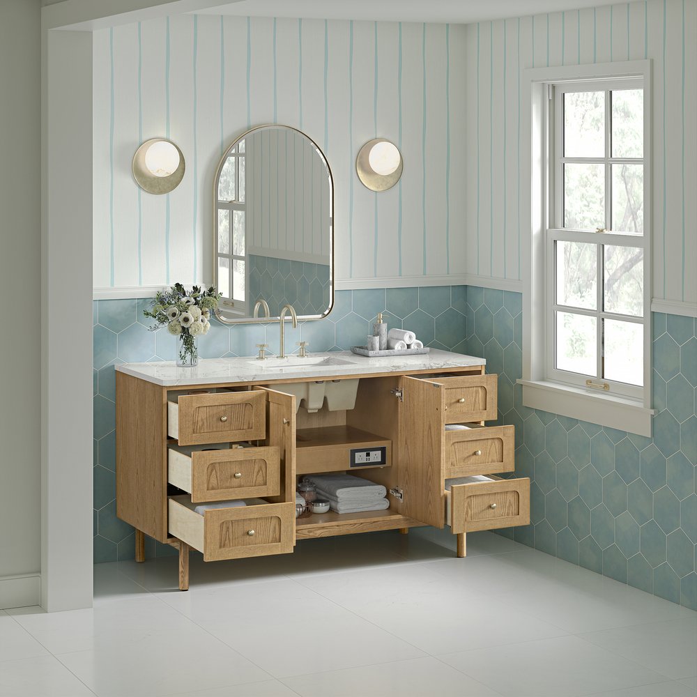 James Martin - Laurent 60" Single Vanity, Light Natural Oak, w/ 3 CM Victorian Silver Quartz Top - 545-V60S-LNO-3VSL view 8