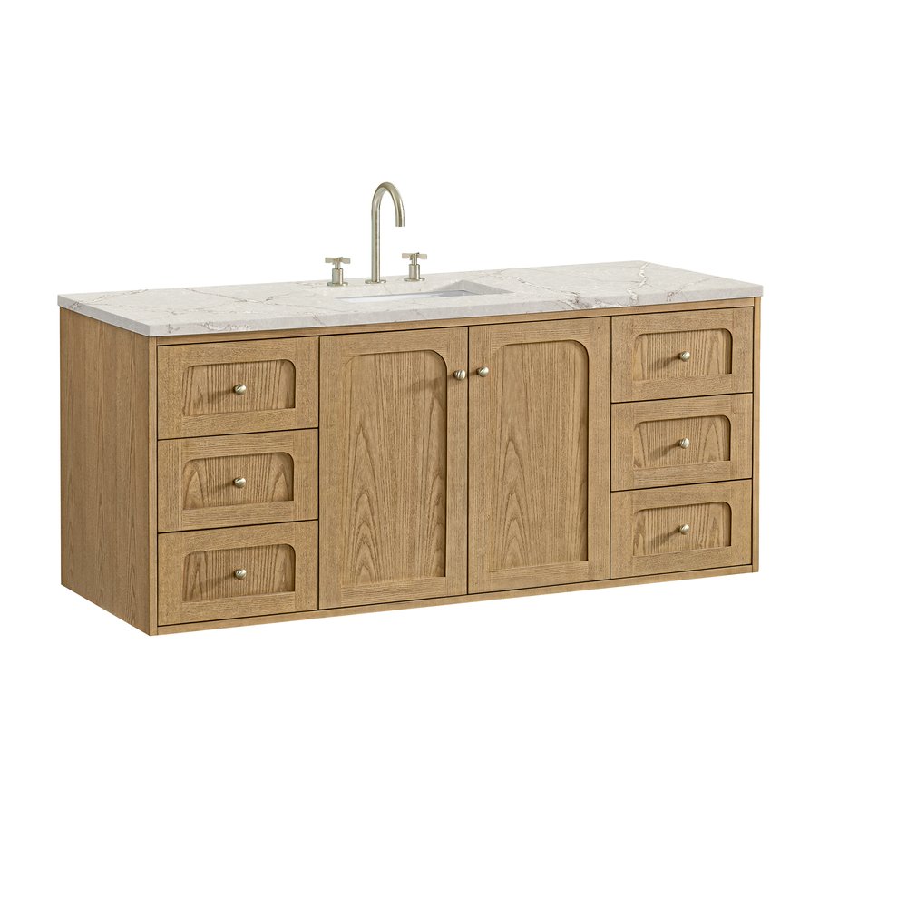 James Martin - Laurent 60" Single Vanity, Light Natural Oak, w/ 3 CM Victorian Silver Quartz Top - 545-V60S-LNO-3VSL view 17