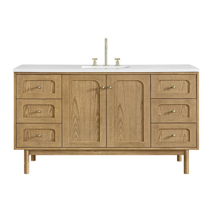 James Martin - Laurent 60" Single Vanity, Light Natural Oak, w/ 3 CM White Zeus Quartz Top - 545-V60S-LNO-3WZ view 1