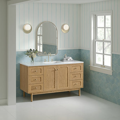 James Martin - Laurent 60" Single Vanity, Light Natural Oak, w/ 3 CM White Zeus Quartz Top - 545-V60S-LNO-3WZ view 6