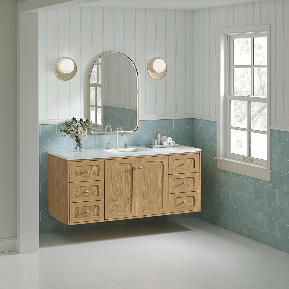 James Martin - Laurent 60" Single Vanity, Light Natural Oak, w/ 3 CM White Zeus Quartz Top - 545-V60S-LNO-3WZ view 7