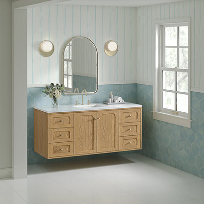 James Martin - Laurent 60" Single Vanity, Light Natural Oak, w/ 3 CM White Zeus Quartz Top - 545-V60S-LNO-3WZ view 7