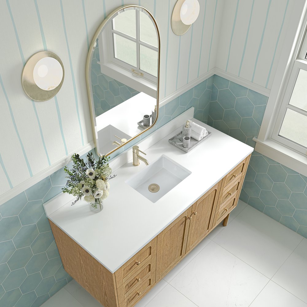 James Martin - Laurent 60" Single Vanity, Light Natural Oak, w/ Single Hole 3 CM White Zeus Quartz Top & Backsplash - 545-V60S-LNO-1WZ view 11