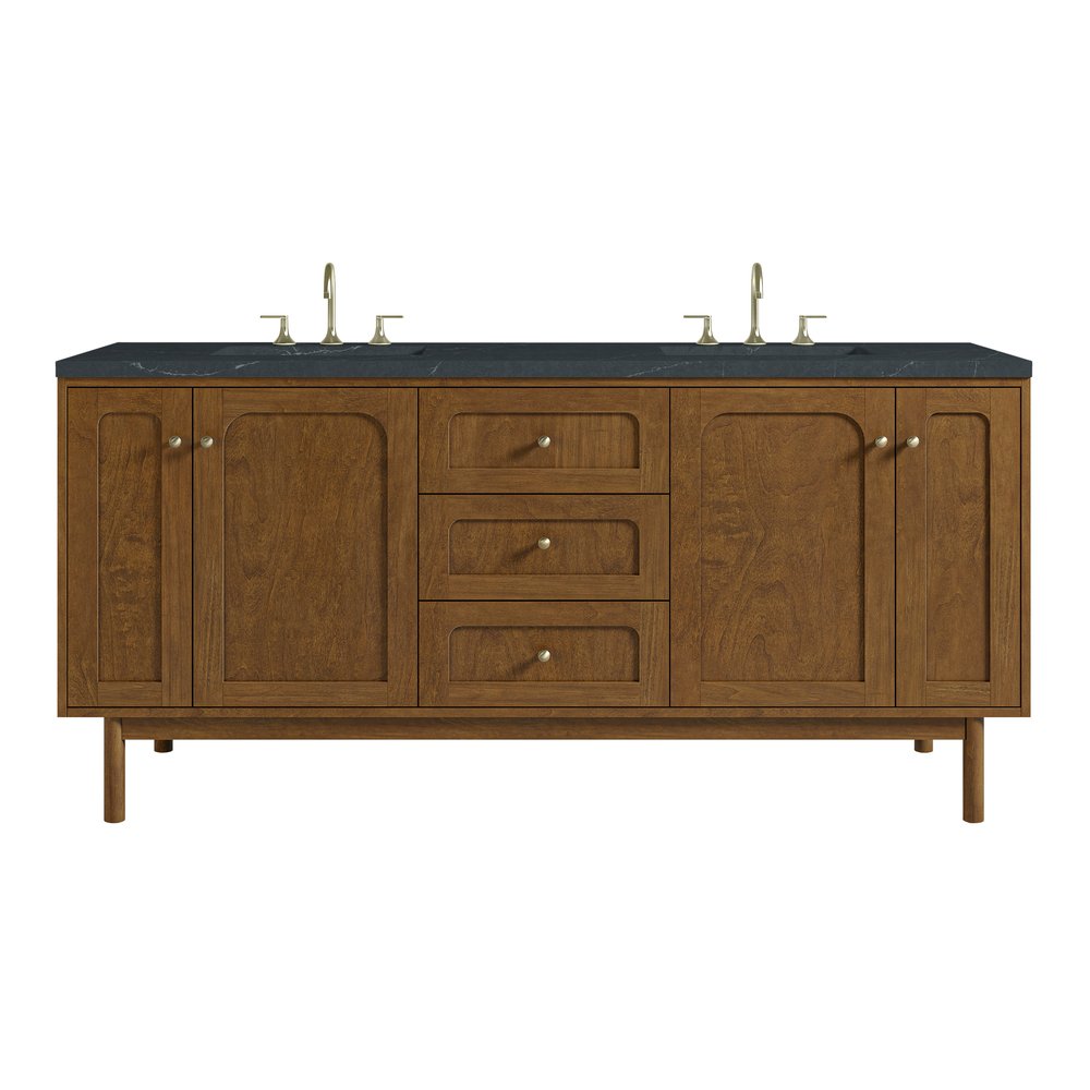 James Martin - Laurent 72" Double Vanity, Honey Oak w/ 3 CM Charcoal Soapstone Silestone Top - 545-V72-HNO-3CSP view 1