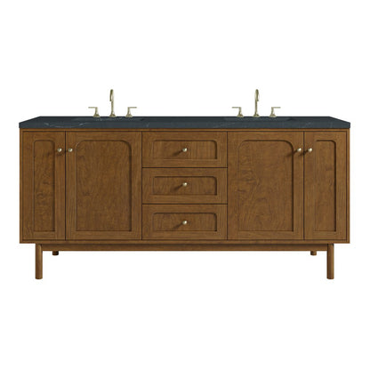 James Martin - Laurent 72" Double Vanity, Honey Oak w/ 3 CM Charcoal Soapstone Silestone Top - 545-V72-HNO-3CSP view 1