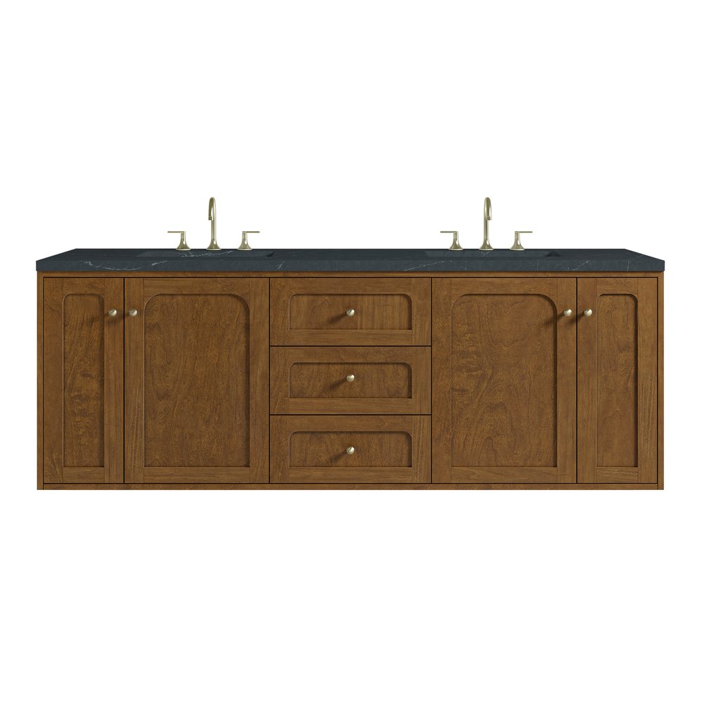 James Martin - Laurent 72" Double Vanity, Honey Oak w/ 3 CM Charcoal Soapstone Silestone Top - 545-V72-HNO-3CSP view 2