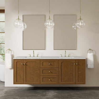 James Martin - Laurent 72" Double Vanity, Honey Oak w/ 3 CM Eternal Jasmine Pearl Silestone Top - 545-V72-HNO-3EJP view 5