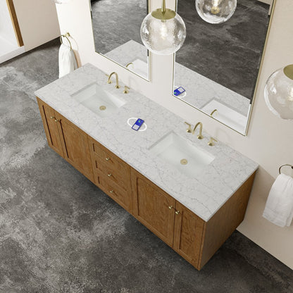 James Martin - Laurent 72" Double Vanity, Honey Oak w/ 3 CM Eternal Jasmine Pearl Silestone Top w/FreePower Wireless Charger - 545-V72-HNO-FEJP view 11