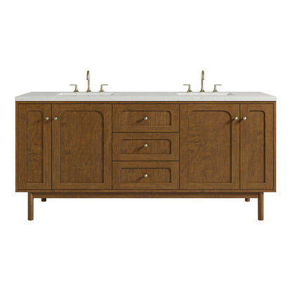 James Martin - Laurent 72" Double Vanity, Honey Oak w/ 3 CM Lime Delight Silestone Top - 545-V72-HNO-3LDL view 1