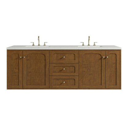 James Martin - Laurent 72" Double Vanity, Honey Oak w/ 3 CM Lime Delight Silestone Top - 545-V72-HNO-3LDL view 2